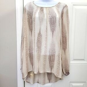 Elie Tahari For Design Nation Snakeskin Chrysler Building Chiffon Blouse Large
